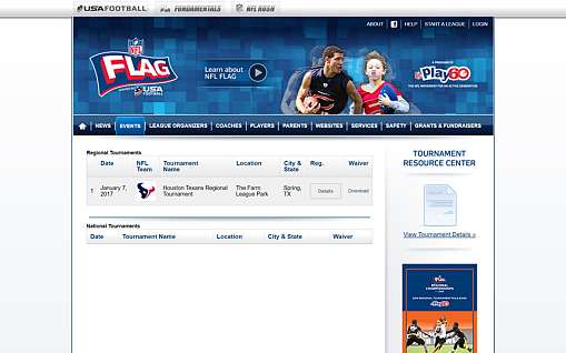 Updated flag football website