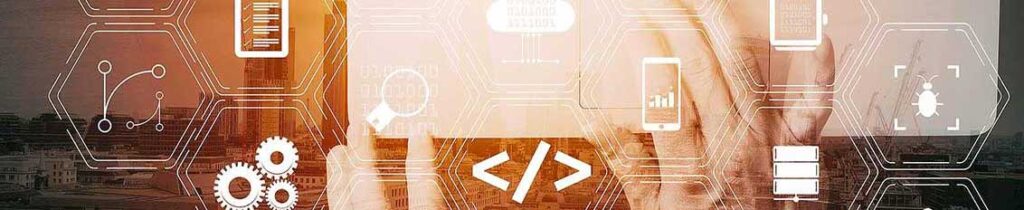 Developer in the middle of the custom software development process