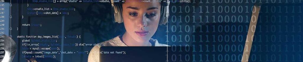 Young woman working on a custom software project