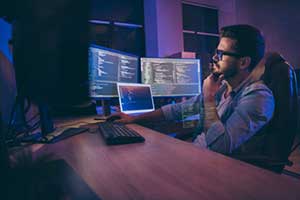 Man developing a custom web application