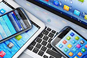 Mobile application being viewed on different devices
