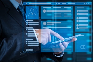 person using their web portal to look up items