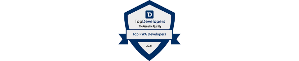 TopDevelopers Top PWA Developers of 2021 award banner