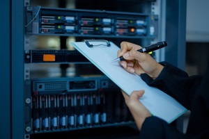 technician with security checklist