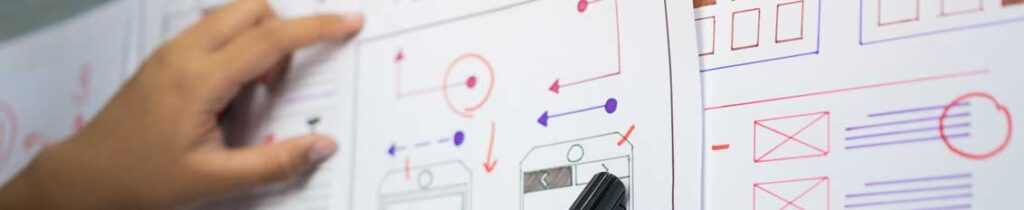 Graphic designer mapping out a new mobile application