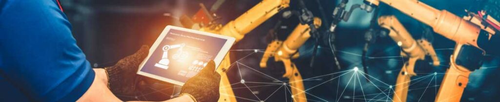 Worker using manufacturing erp software