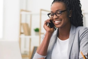 girl on business phone call