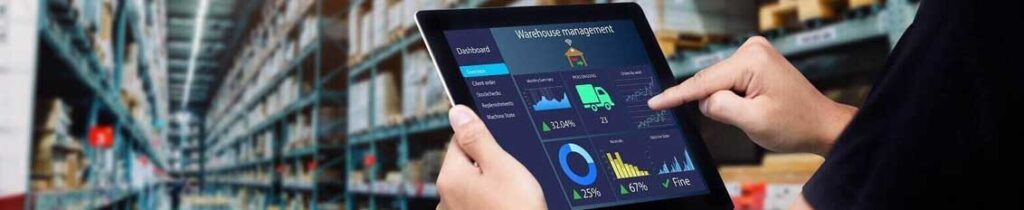 Employee using a custom warehouse management system
