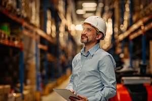 warehouse manager looking over inventory