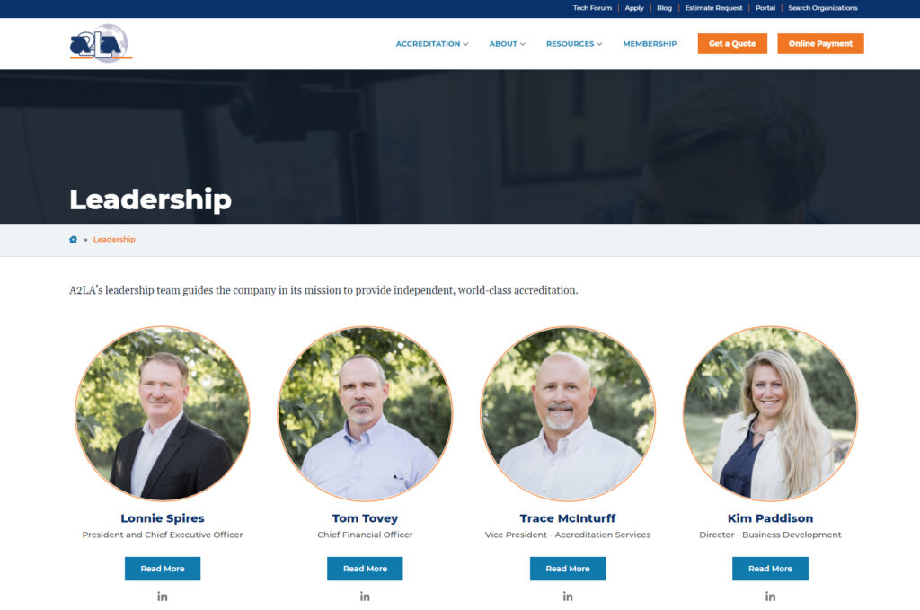 a2la new leadership page