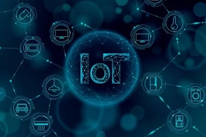 iot concept on blue screen