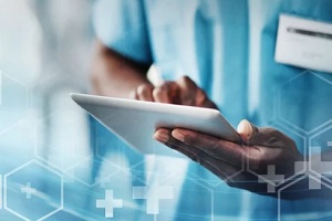 doctor using tablet