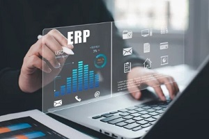 people using a laptop with document management for ERP