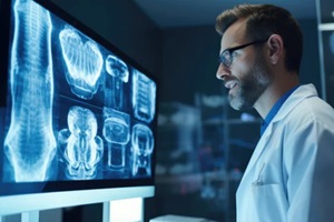 doctor analyzing patient xray