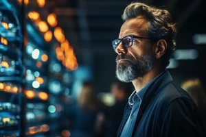 chief technology officer of data center with laptop