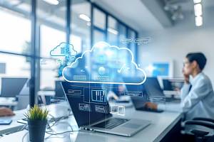 cloud environment on a computer in an office space