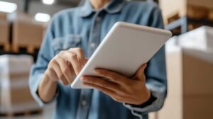 man holding tablet