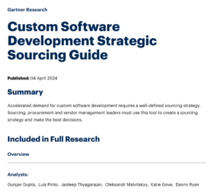 Screenshot of the Gartner custom software guide page