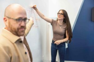 whiteboard discussion from orases team members